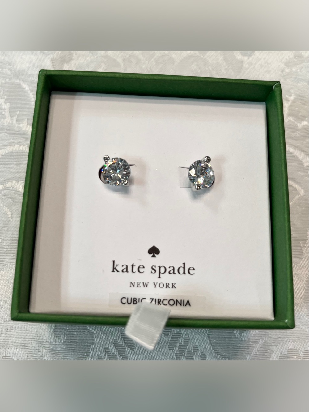 Kate Spade Silver Teardrop Cubic Zirconia Stud Earrings - Picture 3 of 4